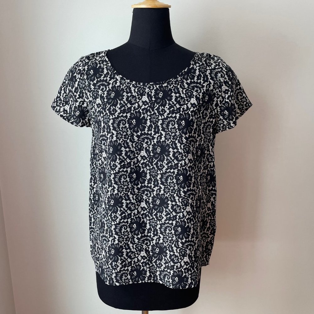 Joie Silk Lace Print Top